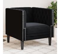 ZQQLVOO Fauteuil Chesterfield en velours noir avec assise rembourrée et boutonnière classique pour un confort élégant et une décoration de salon élégante