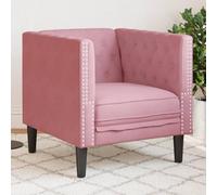 ZQQLVOO Fauteuil Chesterfield en velours rose avec assise rembourrée et boutonnière pour un confort élégant