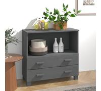 ZQQLVOO Hamar Buffet en bois massif gris foncé 85 x 35 x 80 cm Commode avec 1 compartiment et 2 tiroirs d'espace de rangement pour articles de décoration, cadre photo, plantes en pot, plateau