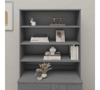 ZQQLVOO Hamar Plateau haut en bois massif gris foncé 90 x 30 x 100 cm avec trois étagères pour buffet, espace de rangement, étagère stable, accessoire d'intérieur