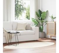 ZQQLVOO HUARTE Tapis ovale crème 100 x 200 cm en laine douce pour salon, chambre à coucher, design moderne avec surface lisse pour un nettoyage facile et durable