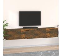 ZQQLVOO Lot de 2 armoires murales en chêne fumé - 100 x 36,5 x 35 cm - Armoire suspendue avec 2 compartiments - Espace de rangement pour livres et magazines - Montage mural décoratif et pratique