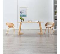 ZQQLVOO Lot de 2 chaises de salle à manger en bois de buyer crème et cuir synthétique avec rembourrage et cadre en bois pour un design élégant et une assise confortable