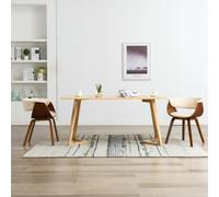 ZQQLVOO Lot de 2 chaises de salle à manger en bois de buyer crème et cuir synthétique, chaises rembourrées avec design ergonomique pour un confort d'assise élevé et cadre en bois robuste, ensemble