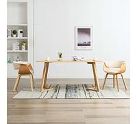 ZQQLVOO Lot de 2 chaises de salle à manger en bois de buyer crème et cuir synthétique, chaises rembourrées avec cadre en bois solide pour un confort d'assise élevé, design ergonomique pour une assise