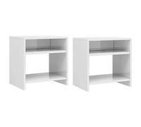 ZQQLVOO Lot de 2 tables de chevet blanches brillantes - 40 x 30 x 40 cm - En bois avec compartiment ouvert et étagère pour espace de rangement - Coffre polyvalent comme table d'appoint, durable et