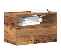ZQQLVOO Lot de 2 tables de chevet murales aspect bois vieilli 45 x 26 x 28,5 cm avec tiroir et étagère pour rangement et montage mural