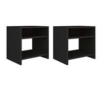 ZQQLVOO Lot de 2 tables de chevet noires 40 x 30 x 40 cm en bois avec compartiment ouvert et étagère pour espace de rangement, coffre polyvalent comme table basse, console de chevet robuste facile à