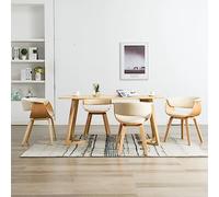 ZQQLVOO Lot de 4 chaises de salle à manger en bois de buyer crème et cuir synthétique, chaises rembourrées avec design ergonomique pour un grand confort d'assise et un cadre en bois robuste, ensemble