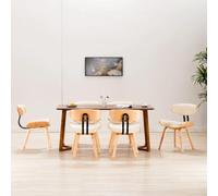 ZQQLVOO Lot de 6 chaises de salle à manger en bois de buyer et cuir synthétique Crème - Ensemble de meubles élégants pour cuisine et salle à manger avec design ergonomique et stabilité robuste