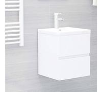 ZQQLVOO Meuble de lavabo avec lavabo encastrable blanc, matériau en bois, 1 tiroir, lavabo en céramique, robinet et bonde inclus - Meuble de salle de bain moderne - Solution de rangement