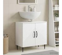 ZQQLVOO Meuble de lavabo en bois blanc brillant 59,5 x 31,5 x 59 cm | Porte battante à 90° des deux côtés, résistante à l'humidité, facile d'entretien, spacieuse, profil fin