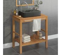 ZQQLVOO Meuble de salle de bain en teck massif avec lavabo en marbre noir