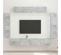 ZQQLVOO Meuble TV mural gris béton 8 pièces meuble TV modulaire avec 4 grands et 2 petits compartiments, minimalisme moderne pour salon, facile d'entretien et durable