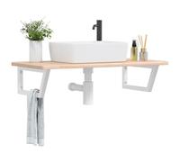ZQQLVOO Plateau de lavabo flottant en chêne massif avec support en acier pour salle de bain, montage mural, robuste et peu encombrant, non pré-percé pour une installation flexible du lavabo