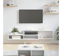 ZQQLVOO Support TV mural moderne 150 x 25 x 28,5 cm en bois avec étagères, design peu encombrant pour salon, surface mate, maintien stable pour appareils multimédia et décoration