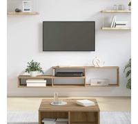 ZQQLVOO Support TV mural moderne - 150 x 25 x 28,5 cm - En bois avec finition mate - Design peu encombrant avec plusieurs étagères pour appareils multimédia et décoration - Montage mural stable