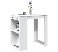 ZQQLVOO Table de bar blanche 102 x 70 x 103,5 cm en bois avec 2 étagères et 1 tiroir de rangement pour cuisine, salon, salle à manger, durable, robuste, facile d'entretien, résistante à l'humidité