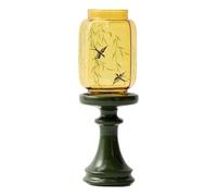 ZQQQB Bougeoir candélabre Lanterne en Verre ambré de Chandelier céramique Verte 8,3 Pouces Haut Cadeaux pour Un Nouvel Appartement(Green-1)