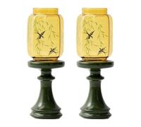 ZQQQB Bougeoir candélabre Lanterne en Verre ambré de Chandelier céramique Verte 8,3 Pouces Haut Cadeaux pour Un Nouvel Appartement(Green-2 Pc)