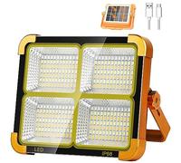 ZQX Projecteur LED Rechargeable - Lampe de Travail Portable avec avec Panneau Solaire, USB Lampe Rechargeable 5 Modes d'éclairage - Idéal pour Camping, Pêche, Urgences, Garage, Atelier