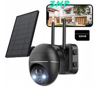 ZREE 2K Solar caméra de surveillance extérieure batterie, 355°/140° Pan Tilt Caméra IP sans fil avec vision nocturne couleur, sirène/alarme lumière blanche, audio 2 voies, 32G