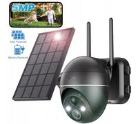 ZREE 5MP Caméra de surveillance extérieure Batterie 360° PTZ WLAN PIR Panneau solaire sans fil