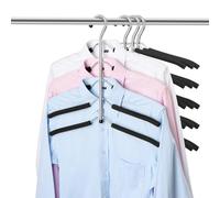 ZriEy Lot de 4 cintres 5 en 1 multi-couches pour vêtements avec éponge en métal pour économiser de l'espace avec éponge EVA pour veste, manteau, pull, pantalon, chemise, T-Shir, noir