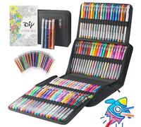 ZSCM Lot de 202 stylos gel pour livres de coloriage pour adultes, 104 crayons d'artiste comprennent 100 stylos de couleur, 4 stylos métalliques Sparkles avec 98 recharges, stylo gel métallique pour
