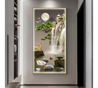 ZSCNYHMT Décoration Murale LED 3D, Peinture Artistique en Cristal Porcelaine Paysage, Alimentation Plug-in avec télécommande, luminaire Mural décoratif Salon Couloir entrée(C,35.4 * 70.9in)