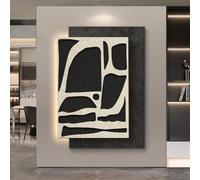 ZSCNYHMT Peinture LED 3D avec télécommande, décor Mural en grès Fait Main Lumineux, Style Wabi-Sabi pour Salon, Chambre, Couloir, Salle à Manger