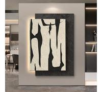 ZSCNYHMT Peinture LED 3D avec télécommande, décor Mural en grès Fait Main Lumineux, Style Wabi-Sabi pour Salon, Chambre, Couloir, Salle à Manger