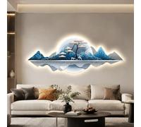ZSCNYHMT Peinture Murale LED 3D Lumineuse, Tableau paysager Montagne en Porcelaine Cristal illuminé, décoration Murale à Douce Lueur avec télécommande pour Salon entrée Couloir(A,29.5 * 70.8in)