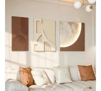 ZSCNYHMT Tableau Lumineux Mural 3D LED avec télécommande, décor Style Wabi-sabi Texture grès Lumineux pour Salon, Chambre, Salle à Manger