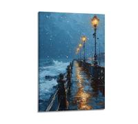 ZSLYMX Poster de paysage minimaliste Marvel, tréteau lumineux sous la tempête de pluie, poster décoratif sur toile pour décoration de chambre à coucher et image d'art moderne familial 20 x 30 cm