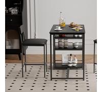 Zstar 3-Piece Counter Height Bar Kitchen Table Set, Dining Table and Chairs for 2 with Storage Shelf, for Small Spaces, Apartment