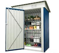 Zstar Abri Adossé Métal Porte Verrouillable Toit Anti-UV Bleu Marine