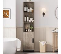 Zstar Armoire de Rangement Haute et étroite 70'' - Porte et étagère réglable - Base en métal, autoportante - Optimise l'espace - Finition Gris Datong 40084