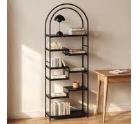 Zstar Bookshelf 4 Tier Arched Bookcase, 67" Tall Industrial Open Book Shelves with Metal Frame, Modern Freestanding Display Shelving Unit Storage Rack for Living Room, Office, Bedroom