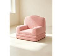 Zstar Canapé Enfant Convertible 2-en-1 Lounge - Mousse Douce, Housse Lavable en Sherpa - Design Couronne, idéal pour Chambre, Salle de Jeux, Lecture - pour Fille et garçon - Couleur : Rose, Réf :