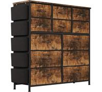 Zstar Commode pour Chambre à Coucher à 12 tiroirs, Armoire de Rangement en Tissu avec Cadre en métal, décoration Moderne, Plateau en Bois, Commode pour Chambre à Coucher, Armoire, Couloir, entrée