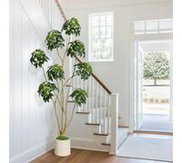 Zstar Grand Arbre Artificiel Schefflera Parapluie 180 cm - Feuillage Ultra-Réaliste, Troncs Multiples, Pot Blanc Élégant - Décoration d'Intérieur pour Salon, Bureau ou Véranda