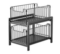 Zstar Organisateur de meuble de cuisine à 2 étages en acier au carbone avec 2 paniers coulissants, pour évier, étagère extensible, 26 x 37 x 38,5 cm (l x P x H)