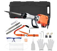 Zstar Puissant Marteau-piqueur électrique Professionnel - 1700W, 65A, système Anti-Vibrations - Coffret 3 burins, Accessoires de sécurité - pour béton, maçonnerie - Prise européenne, Set 3 pièces