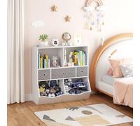 Zstar Rangement Multifonction pour Enfants - Bibliothèque et étagère avec 7 casiers, 3 tiroirs Amovibles - Parfait pour Organiser Jouets et Livres dans Chambre, Salle de Jeux, Couloir - Couleur Blanc
