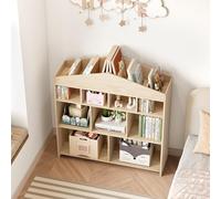 Zstar Sécurité Anti-basculement | Bibliothèque Enfant Maison de poupée - 9 casiers de Rangement - Bois Naturel Solide - pour Chambre, Salle de Jeux ou Salon - Facile à Installer - Couleur Bois