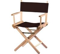 ZStyle Chaise de réalisateur pliable en bois, 90 cm de hauteur, 54 cm de large, 48 cm de profondeur, noire (fond naturel - toile brune)