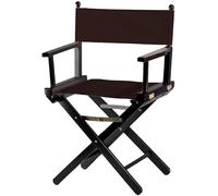 ZStyle Chaise de réalisateur pliante en bois, 90 cm de hauteur, 54 cm de large, 48 cm de profondeur, noire (fond noir - toile marron)