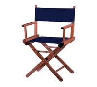 ZStyle Chaise de réalisateur pliante en bois, 90 cm de hauteur, 54 cm de large, 48 cm de profondeur, noire (acajou - toile bleue)