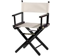 ZStyle Chaise de réalisateur pliante en bois, 90 cm de hauteur, 54 cm de large, 48 cm de profondeur, noire (fond noir - toile écru)